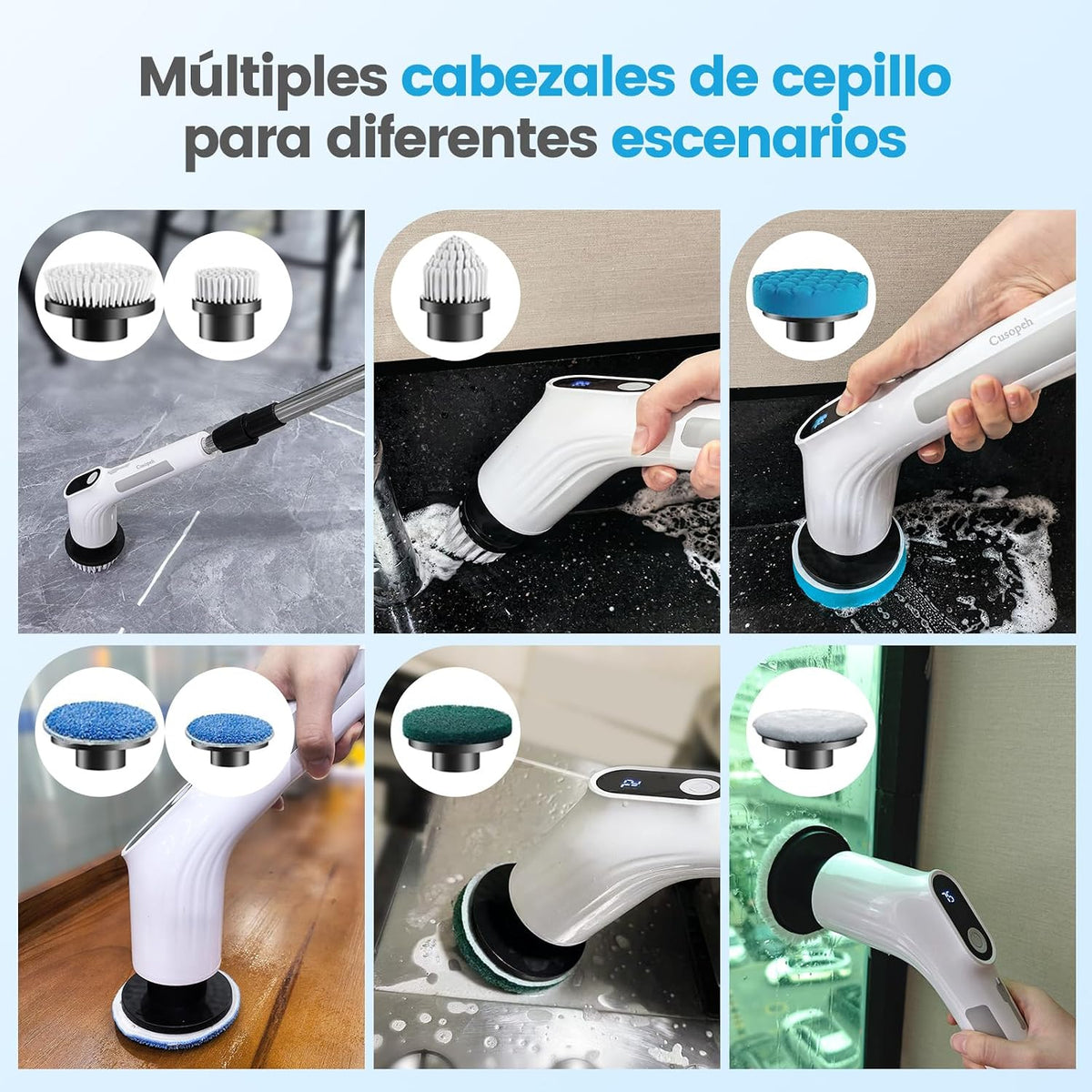Cepillo de limpieza eléctrico multifunción